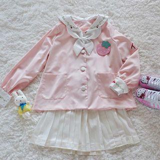 Embroidered Buttoned Jacket / Embroidered Pleated Skirt