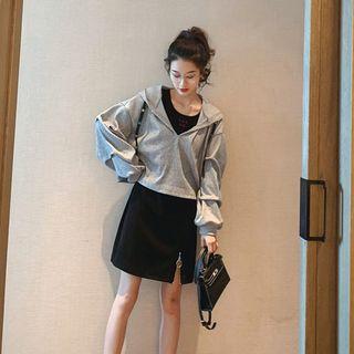 Set: Sleeveless A-line Dress + Hoodie