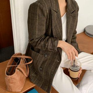 Wool Blend Plaid Blazer