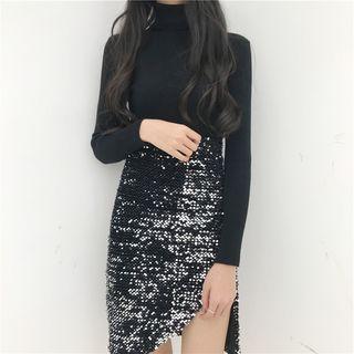 Sequined A-line Skirt