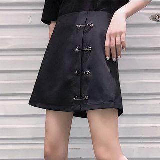 Safety Pin Detail Mini A-line Skirt