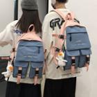 Lettering Embroidered Color Panel Backpack