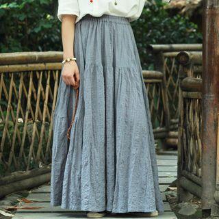 Plain Tiered Maxi Skirt