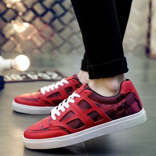 Camouflage-print Paneled Sneakers