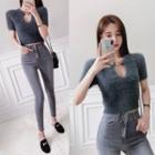 Chain-trim Cropped Knit Top