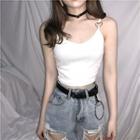 Heart Shaped Ring Cropped Camisole Top