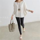 Round-neck Dolman 3/4-sleeve T-shirt