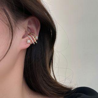Star Alloy Cuff Earring Eh1041 - 1 Pc - Clip On Earring - Gold - One Size