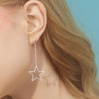 925 Sterling Silver Wirework Star Dangle Earring 1 Pair - Silver - One Size