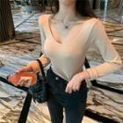 Fleece-lined Long-sleeve Round Neck T-shirt