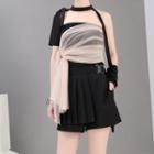 Mesh Strap Asymmetrical Top T Shirt Black - One Size