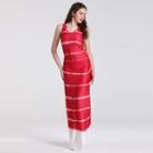 Striped Sleeveless Maxi Sheath Dress