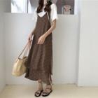 Short-sleeve T-shirt / Strappy A-line Midi Dress