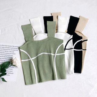 Spaghetti Strap Contrast Lining Knit Top