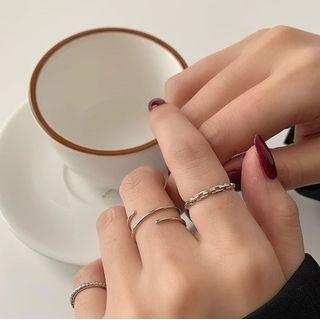 Set Of 3: Alloy Ring (assorted Designs) Set Of 3 - Twist - Chain - Silver - One Size