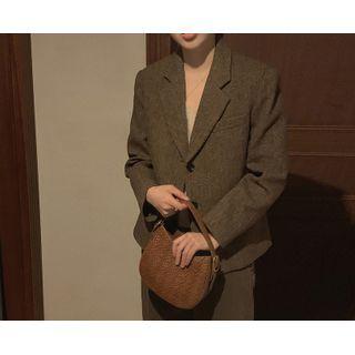 Single-breasted Herringbone Wool Blazer One Size