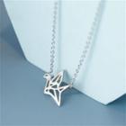 Origami Crane Pendant Sterling Silver Necklace Silver - One Size