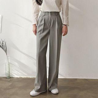 Woolen Straight-cut Dress Pants Sky Blue - M