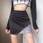 High-waist Paneled Chain-detail Mini Skirt