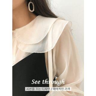 Layered-collar See-through Blouse