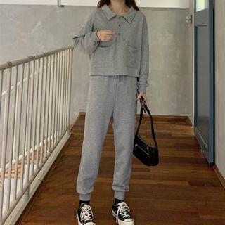 Set: Polo Sweatshirt + Harem Sweatpants