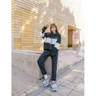 High-neck Color-block Napped Jacket