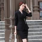 Asymmetric Blazer / Long-sleeve Tie-neck Blouse / Dress Pants / Pencil Skirt