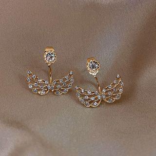 Wings Rhinestone Swing Earring 1 Pair - Gold - One Size