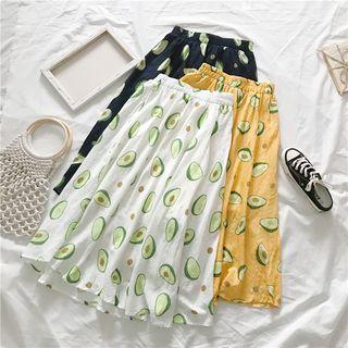 Avocado Printed Midi Skirt