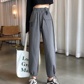 Band-waist Drawstring-hem Cargo Pants