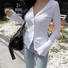 Long Sleeve V-neck Buttoned Top