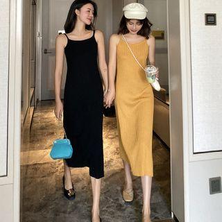 Halter Knit Midi A-line Dress