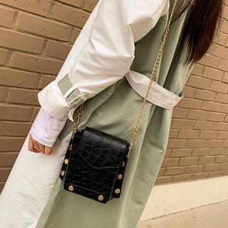 Metallic-detail Square Crossbody Bag Brown - One Size