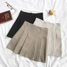 Plain High-waist Acrylic Pleated A-line Skirt