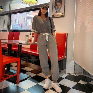 Letter-tag Cotton Jogger Pants