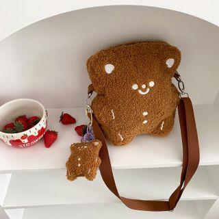 Bear Faux Shearling Crossbody Bag / Bag Charm / Set