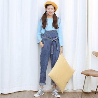 Shoulder-tie Straight Cut Dungaree