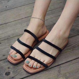 Cross Strap Flat Slide Sandals