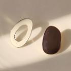 Plain Stud Earring 1 Pair - A775 - White & Brown - One Size