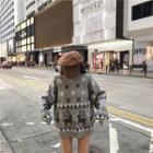 Deer Print Sweater Gray - One Size