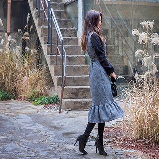 Zip-up Wool Blend Long Jumper Dress