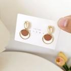 Disc Hoop Alloy Dangle Earring 1 Pair - Earrings - S925 Silver - Gold & Brown - One Size