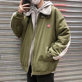 Contrast-trim Fleece-lined Lapel Jacket
