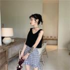 Plain Camisole / Plaid Skirt