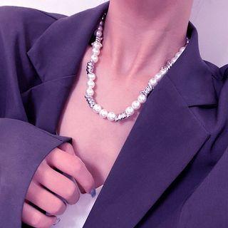 Thorn Faux Pearl Stainless Steel Necklace White - One Size