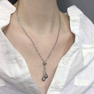 Stainless Steel Heart Y Choker Silver - One Size