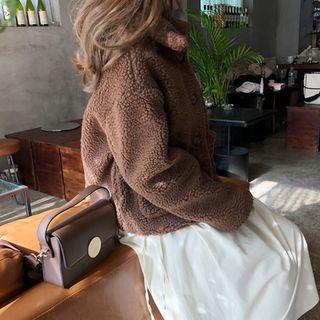 Dual-pocket Faux-shearling Jacket Brown - One Size