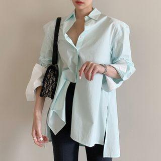 Plaid Oversize Split Shirt