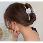 Floral Beaded Hair Claw White - One Size