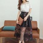 Set: Lace Top + Floral Skirt